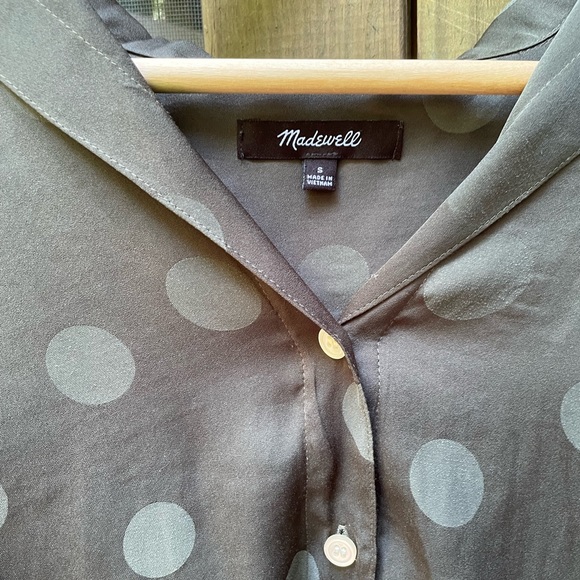 green polka dot madewell button down top size small - Picture 2 of 7